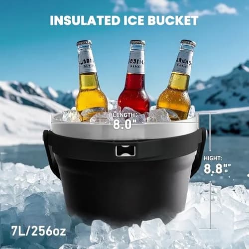 COKTIK 7L Insulated Ice Bucket with Lid | Double Wall Vacuum Stainless Steel Keeps Drinks Cold 24H thumbnail 3