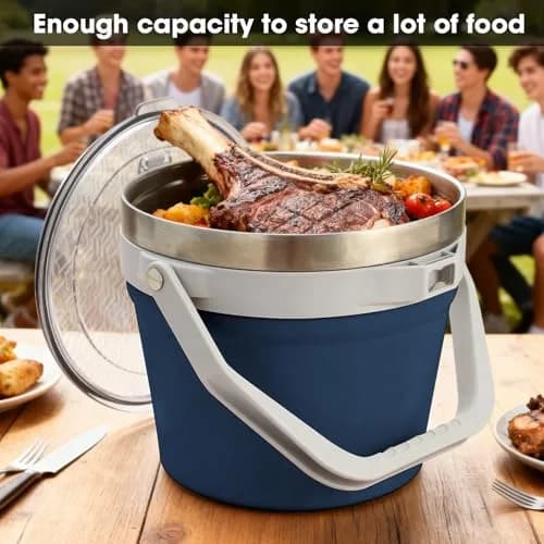 COKTIK 7L Vacuum Insulated Ice Bucket with Lid and Scoop & Tongs | Large Capacity Stainless Steel Beverage Bucket for Parties thumbnail 5