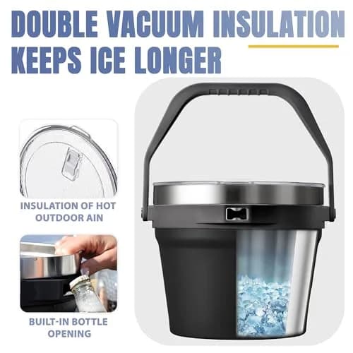 COKTIK 7L Vacuum Insulated Ice Bucket with Lid & Tongs | Large Capacity Stainless Steel Beverage Bucket for Parties thumbnail 4