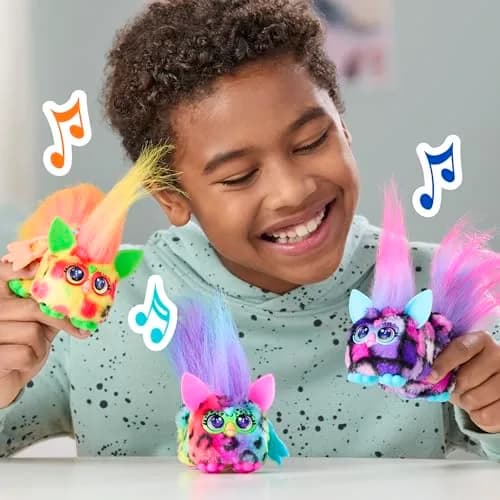 FURBY DJ Furblets Pepp-Oh-Roni Mini Electronic Plush Toy - Can-dee-swirl Edition, 11.4cm (4.49 inches) thumbnail 4