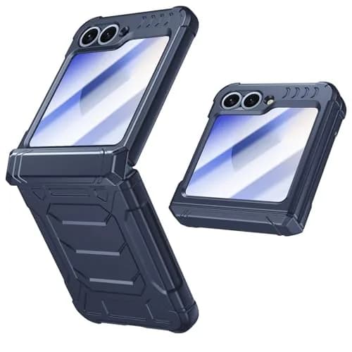 spoovcto Military-Grade Protection Case for Samsung Galaxy Z Flip 6 & Flip 7 FE with Hinge Protection & Screen Protector (Dark Blue) thumbnail 1