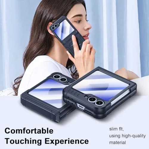 spoovcto Military-Grade Protection Case for Samsung Galaxy Z Flip 6 & Flip 7 FE with Hinge Protection & Screen Protector (Dark Blue) thumbnail 7