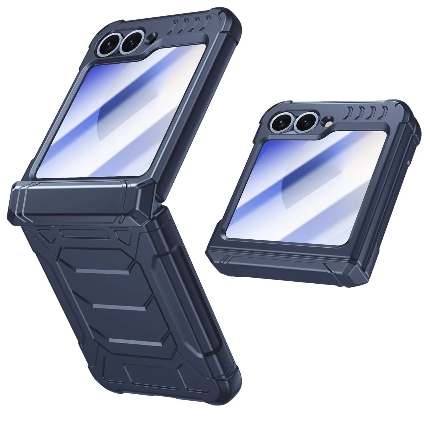 spoovcto Military-Grade Protection Case for Samsung Galaxy Z Flip 6 & Flip 7 FE with Hinge Protection & Screen Protector (Dark Blue)
