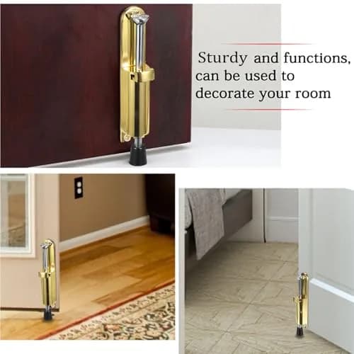Sumnacon Kickdown Door Stop - Stainless Steel Heavy Duty Rubber Floor Stopper, Gold | Easy Step On/Off, Adjustable, Spring Loaded, Durable thumbnail 2