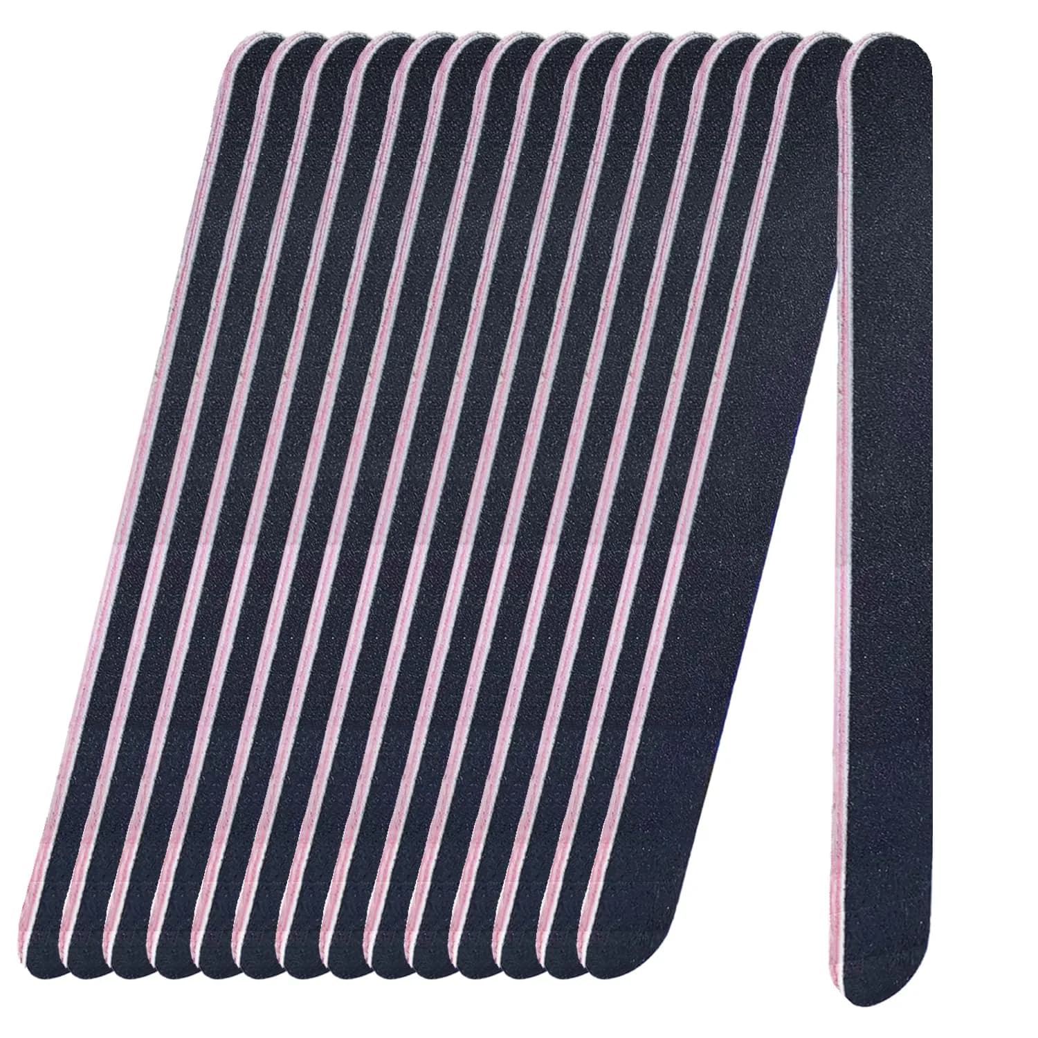 Transun Moo Nail Files Bulk 15 Pack 7 Inches Disposable 100/180 Grit Double Sided Emery Boards