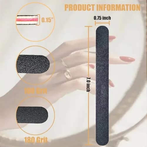 Transun Moo Nail Files Bulk 15 Pack 7 Inches Disposable 100/180 Grit Double Sided Emery Boards thumbnail 2