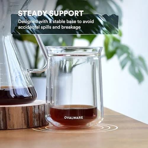 ovalware Double Wall Insulated Glass Cup Set of 4 | Borosilicate Coffee & Beverage Mug thumbnail 7