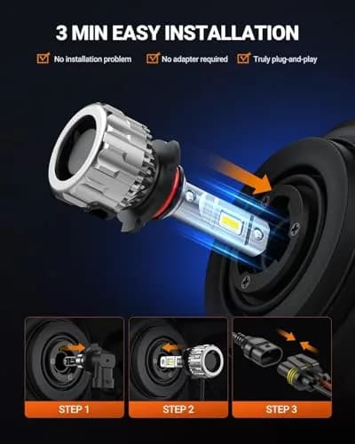 SEALIGHT 9005/HB3 LED Fog Light Bulbs 70000LM Cool White 6500K (2-Pack) | 70,000-Hour Lifespan thumbnail 5