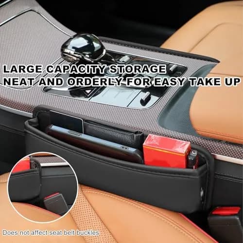 DXNQ Leather Car Seat Gap Filler Organizer 11.42×7.87 inches | Keeps Car Tidy & Stylish thumbnail 4