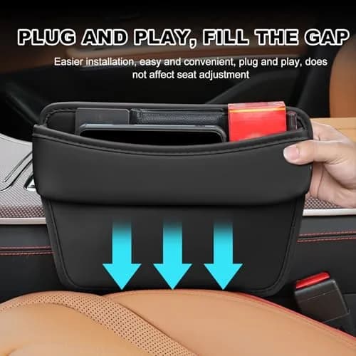 DXNQ Leather Car Seat Gap Filler Organizer 11.42×7.87 inches | Keeps Car Tidy & Stylish thumbnail 3