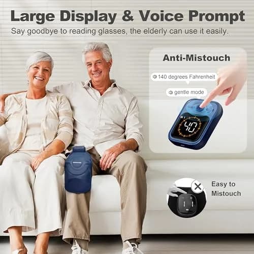 KingPavonini Knee Massager for Pain Relief, Heating Pad for Knee, Blue 1.0 | 5 Heat & Vibration Modes, Cordless, Gift-Ready thumbnail 5