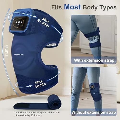KingPavonini Knee Massager for Pain Relief, Heating Pad for Knee, Blue 1.0 | 5 Heat & Vibration Modes, Cordless, Gift-Ready thumbnail 7