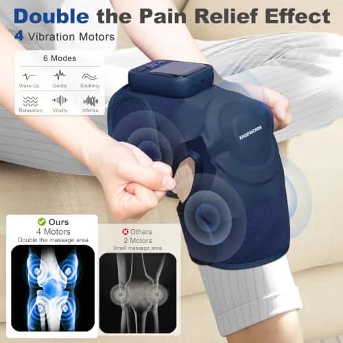 KingPavonini Knee Massager for Pain Relief, Heating Pad for Knee, Blue 1.0 | 5 Heat & Vibration Modes, Cordless, Gift-Ready thumbnail 2
