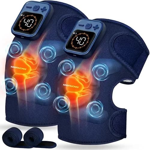 KingPavonini Knee Massager with Heat and Vibration, 4 Motors, 2X Massage Area, 4000mAh Battery, Blue thumbnail 1