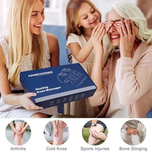 KingPavonini Knee Massager with Heat and Vibration, 4 Motors, 2X Massage Area, 4000mAh Battery, Blue thumbnail 8