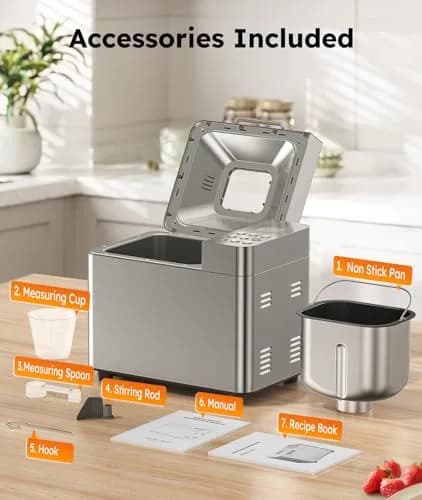OSIPOTO 2LB Bread Maker 17 in 1 Stainless Steel | Automatic, Non-stick, 15 Hour Timer thumbnail 9