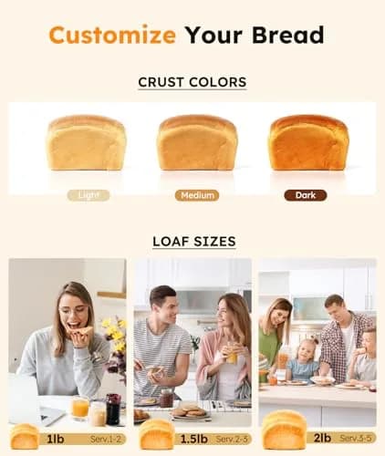 OSIPOTO 2LB Bread Maker 17 in 1 Stainless Steel | Automatic, Non-stick, 15 Hour Timer thumbnail 3