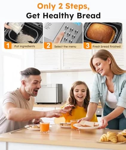 OSIPOTO 2LB Bread Maker 17 in 1 Stainless Steel | Automatic, Non-stick, 15 Hour Timer thumbnail 4
