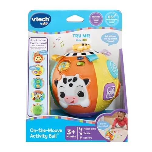 VTech Baby On-the-Moove Activity Ball with Textures, Orange 12.7cm (5") | Motion-Activated Crawl Encouragement thumbnail 7