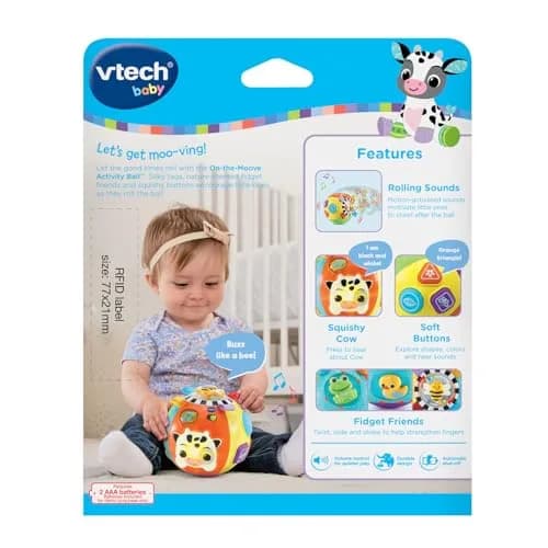 VTech Baby On-the-Moove Activity Ball with Textures, Orange 12.7cm (5") | Motion-Activated Crawl Encouragement thumbnail 8