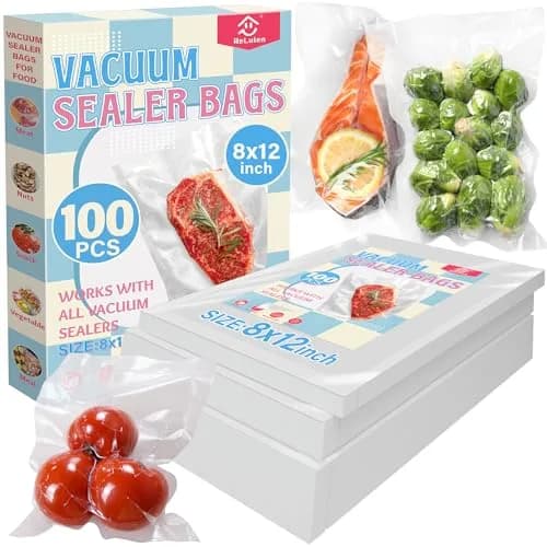 ReLuien Vacuum Sealer Bags 8x12 Inch | Heavy Duty, BPA-Free, Reusable Food Storage Bags thumbnail 1
