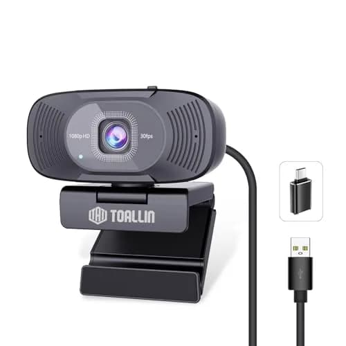 TOALLIN 1080P Full HD Webcam with Dual Microphones | 90° Wide Angle, Plug & Play for Video Calls thumbnail 1