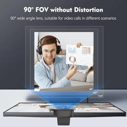 TOALLIN 1080P Full HD Webcam with Dual Microphones | 90° Wide Angle, Plug & Play for Video Calls thumbnail 4