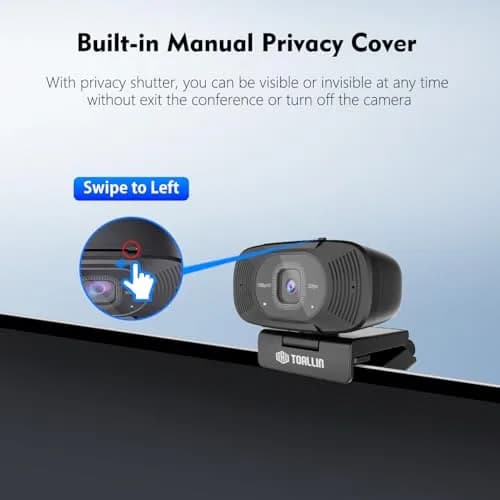 TOALLIN 1080P Full HD Webcam with Dual Microphones | 90° Wide Angle, Plug & Play for Video Calls thumbnail 5