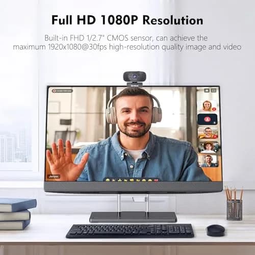TOALLIN 1080P Full HD Webcam with Dual Microphones | 90° Wide Angle, Plug & Play for Video Calls thumbnail 2