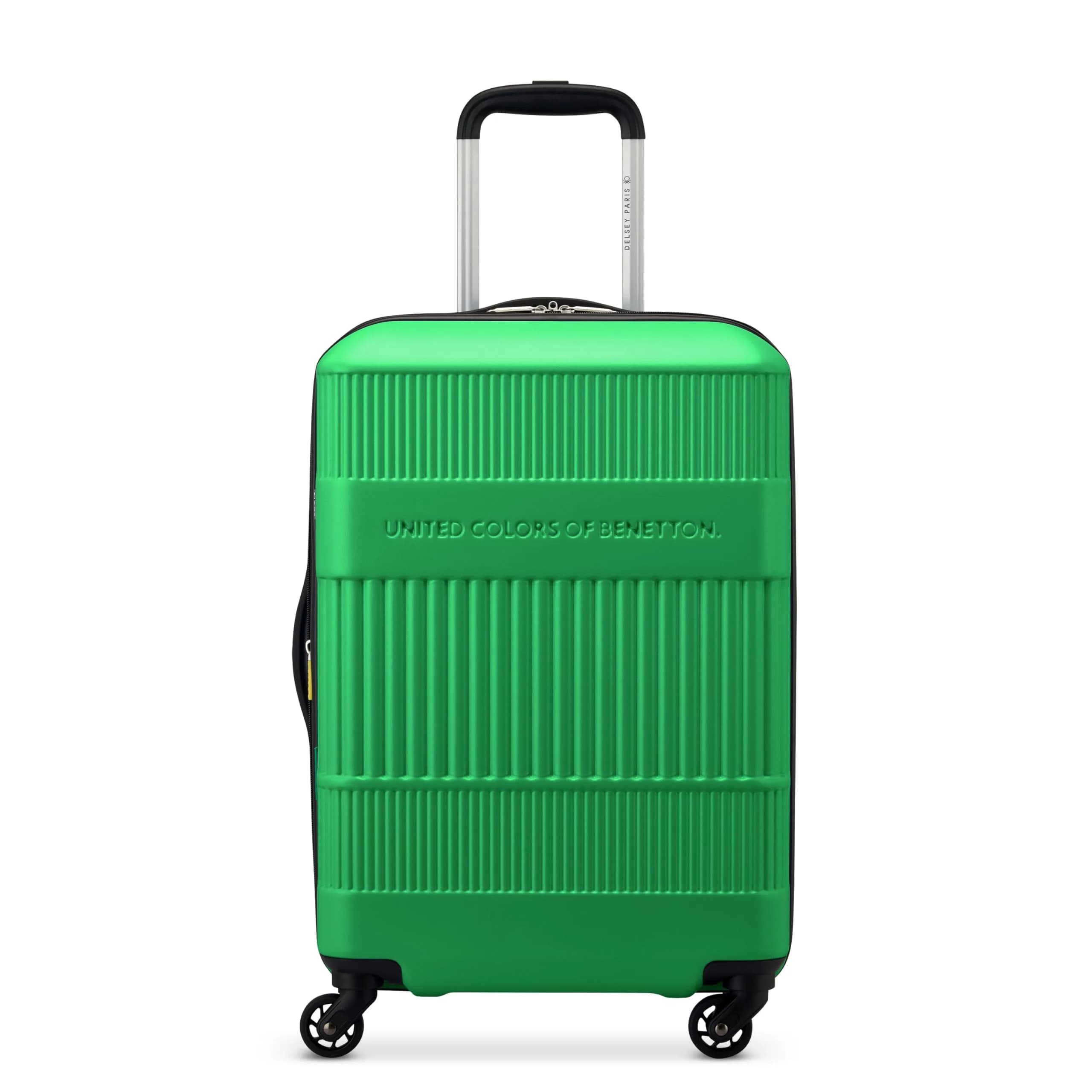 United Colors of Benetton Ribbed Hardside Expandable Luggage with Spinner Wheels, Green, Carry-On 20 Inch — Green / Carry-On 20 Inch