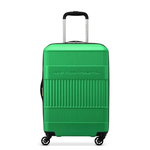 United Colors of Benetton Ribbed Hardside Expandable Luggage with Spinner Wheels, Green, Carry-On 20 Inch thumbnail 1