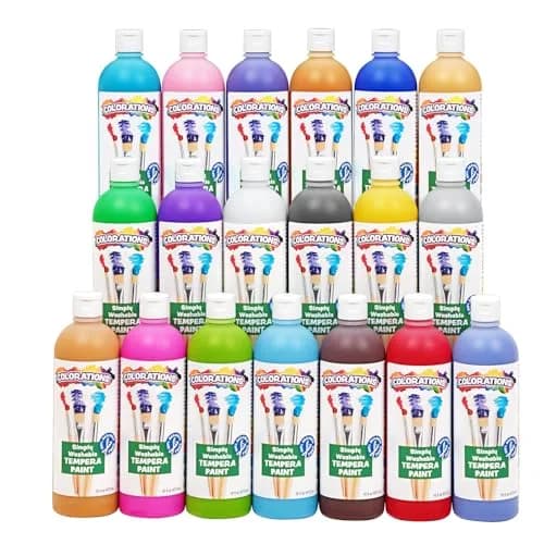 Colorations Paraben-Free Washable Tempera Paint Set, 19 Colors, Non-Toxic | Vibrant, Safe & Easy to Clean (70-120 chars) thumbnail 1