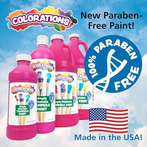Colorations Paraben-Free Washable Tempera Paint Set, 19 Colors, Non-Toxic | Vibrant, Safe & Easy to Clean (70-120 chars) thumbnail 2