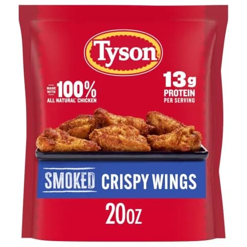 Tyson Smoked Crispy Chicken Wings 20 oz | Fully Cooked, All-Natural, Protein-Rich Snack thumbnail 1