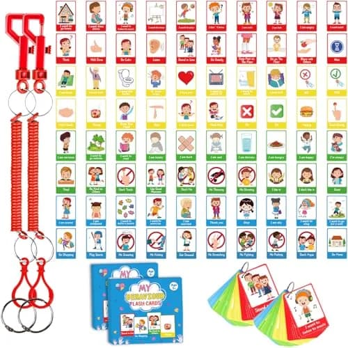 ZOIIWA Autism My Behaviour Communication Cards 90PCS | Visual Aid Language Learning Cue Cards for Speech Delay, Special Needs thumbnail 1