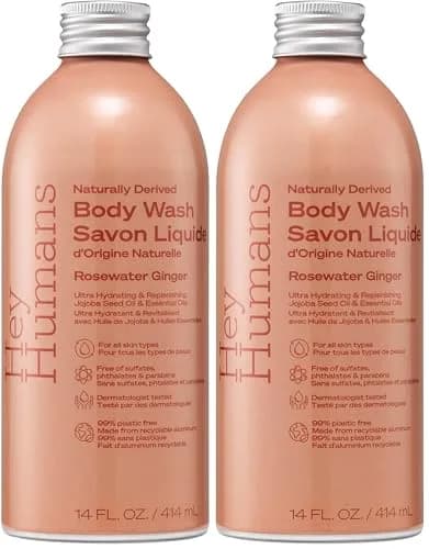 HEY HUMANS Rosewater Ginger Body Wash 13 oz | Vegan, Cruelty-Free, Hydrating thumbnail 1