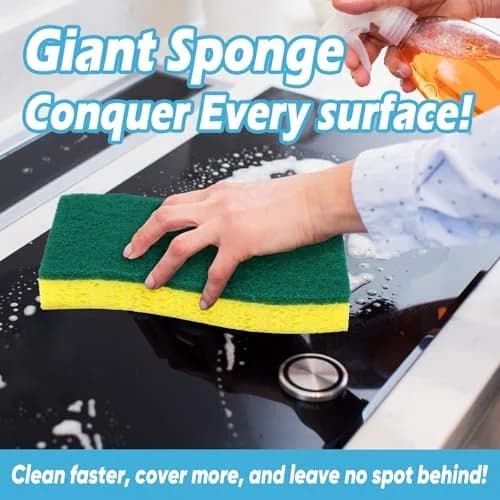 AIDEA XL Scrub Sponges Kitchen 6-Count, Heavy Duty Sponges for Dishes, Green-Extra Large | Dual-Sided Cleaning Power thumbnail 5