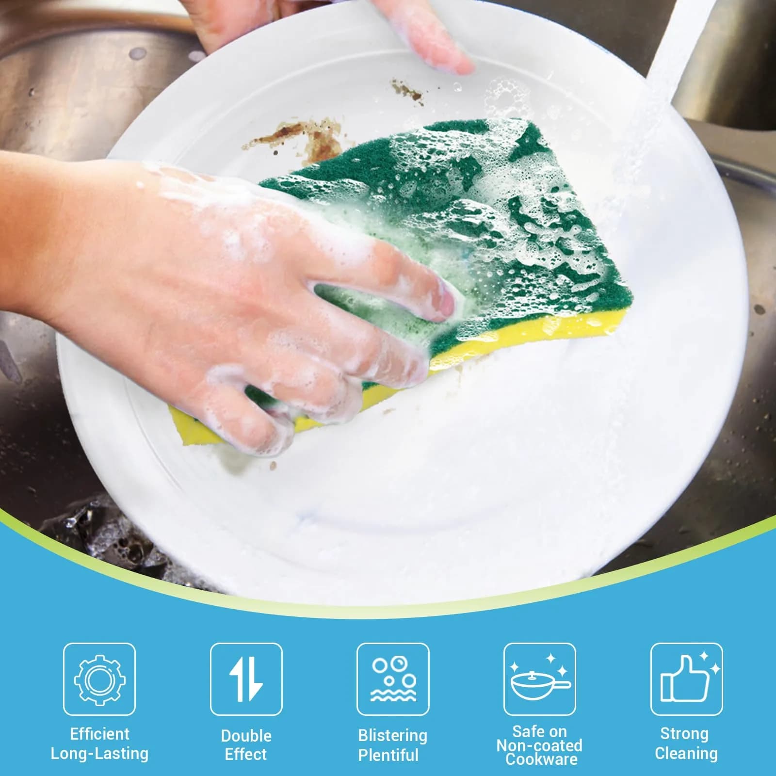 AIDEA XL Scrub Sponges 6-Count, Extra Large Heavy Duty Kitchen Cleaning Sponges | Industrial-Strength Scour Pads for Dishes - view 4