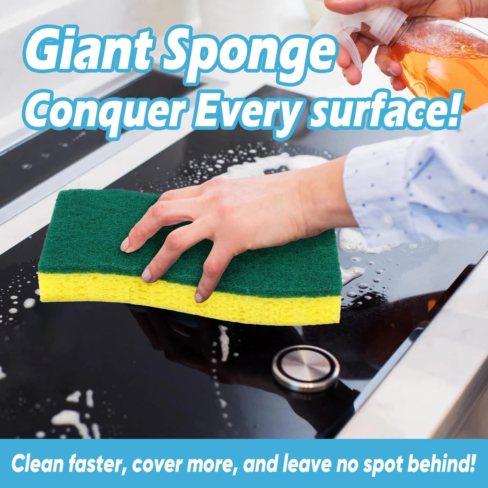AIDEA XL Scrub Sponges 6-Count, Extra Large Heavy Duty Kitchen Cleaning Sponges | Industrial-Strength Scour Pads for Dishes - view 5