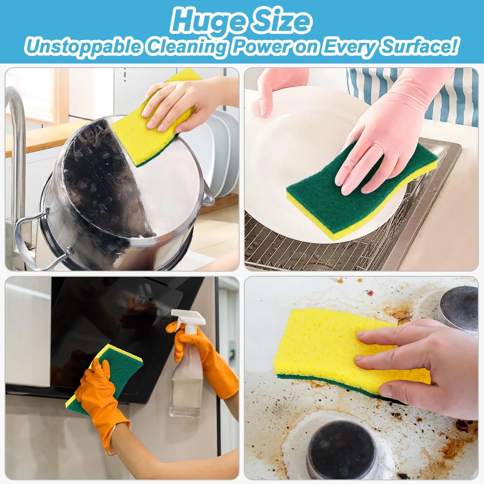 AIDEA XL Scrub Sponges 6-Count, Extra Large Heavy Duty Kitchen Cleaning Sponges | Industrial-Strength Scour Pads for Dishes - view 6