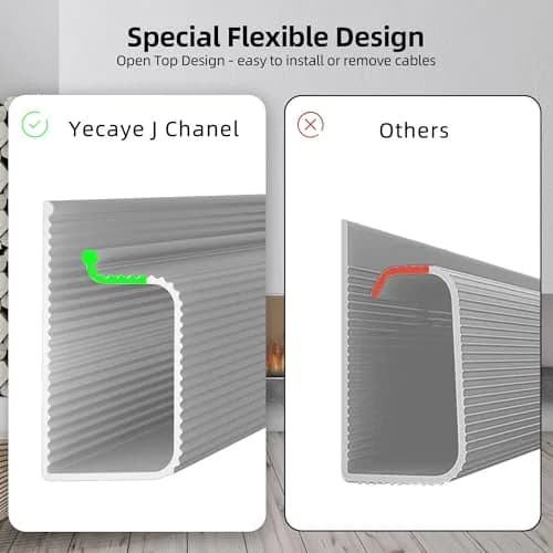 Yecaye 94.2 in Cable Management Under Desk | Easy Install Adhesive Mount Cord Hider, Wire Organizer, Child & Pet Proof, Grey thumbnail 7