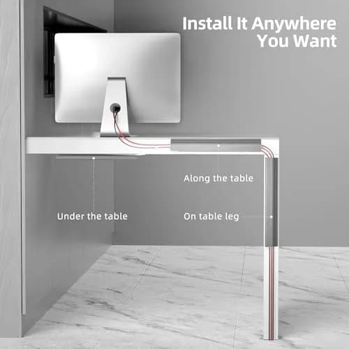 Yecaye 94.2 in Cable Management Under Desk | Easy Install Adhesive Mount Cord Hider, Wire Organizer, Child & Pet Proof, Grey thumbnail 3