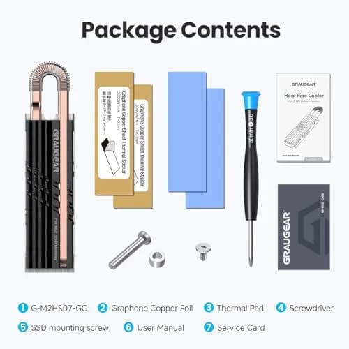 GRAUGEAR Heat Pipe Cooler for M.2 SSD 2280 | Copper & Aluminum Thermal Solution for High-Speed Gaming thumbnail 8