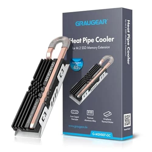 GRAUGEAR Heat Pipe Cooler for M.2 SSD 2280 | Copper & Aluminum Thermal Solution for High-Speed Gaming thumbnail 9