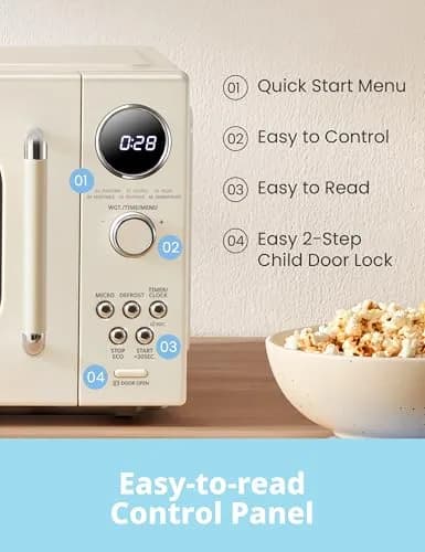 COMFEE' Retro Microwave Oven 0.9 Cu.Ft 900W | Compact Retro Kitchen Appliance thumbnail 3