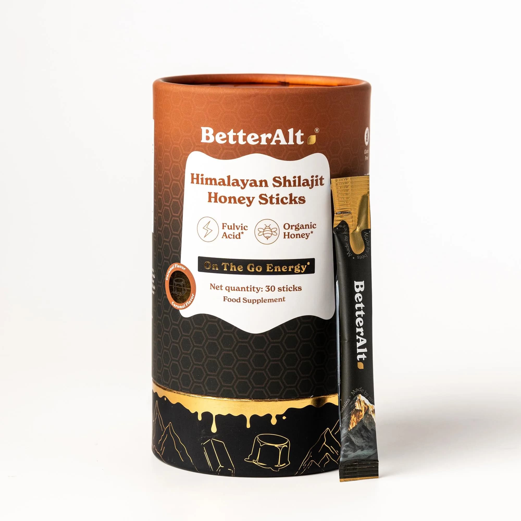 Better Alt Himalayan Shilajit Caramel Honey Sticks | Energy & Immunity Support | 30 Sticks — Caramel