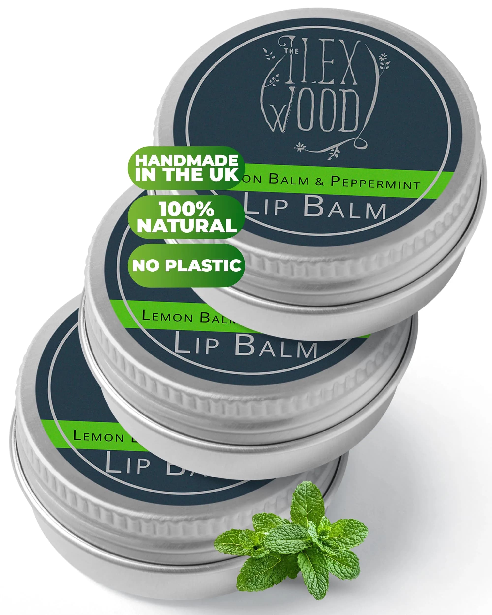 The Ilex Wood Natural Lemon Balm & Peppermint Lip Balm 3 Pack | Soothes Cold Sores, Moisturizes Dry Lips - main product image