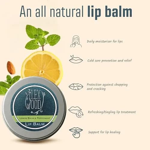 The Ilex Wood Natural Lemon Balm & Peppermint Lip Balm 3 Pack | Soothes Cold Sores, Moisturizes Dry Lips thumbnail 8