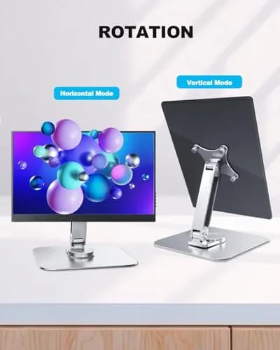 JUNEBOX 75x75mm VESA Monitor Mount Stand, M4 Anti-Loss Screws, Aluminum Alloy Base, Fits 7"-18" Small Portable Monitors, Silver Foldable Lay Flat Monitor Stand (Not Fit 100x100mm Vesa) thumbnail 6