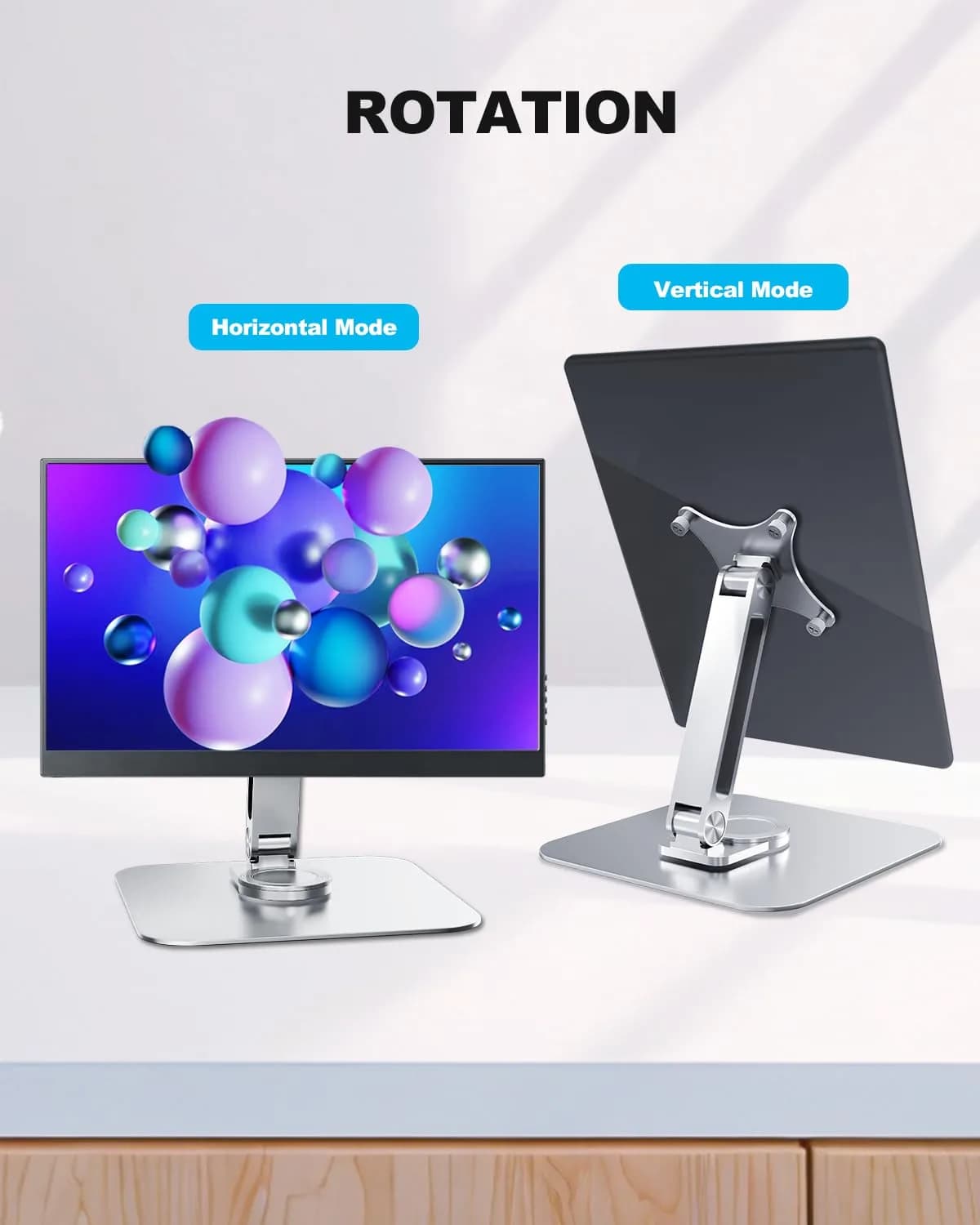 JUNEBOX 75x75mm VESA Monitor Mount Stand, M4 Anti-Loss Screws, Aluminum Alloy Base, Fits 7"-18" Small Portable Monitors, Silver Foldable Lay Flat Monitor Stand (Not Fit 100x100mm Vesa) - view 6